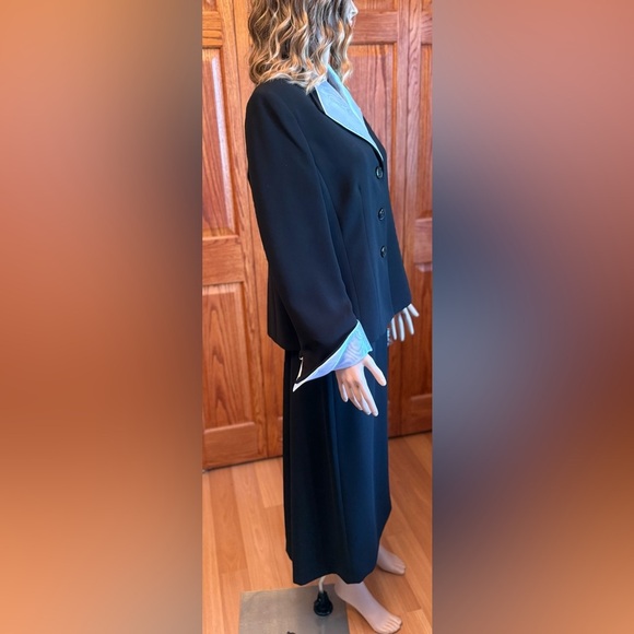 Women’s Le Suit 2 Pieces Jacket (s-14) Long Skirt (s-16) Padded Shoulders Black - Picture 4 of 16